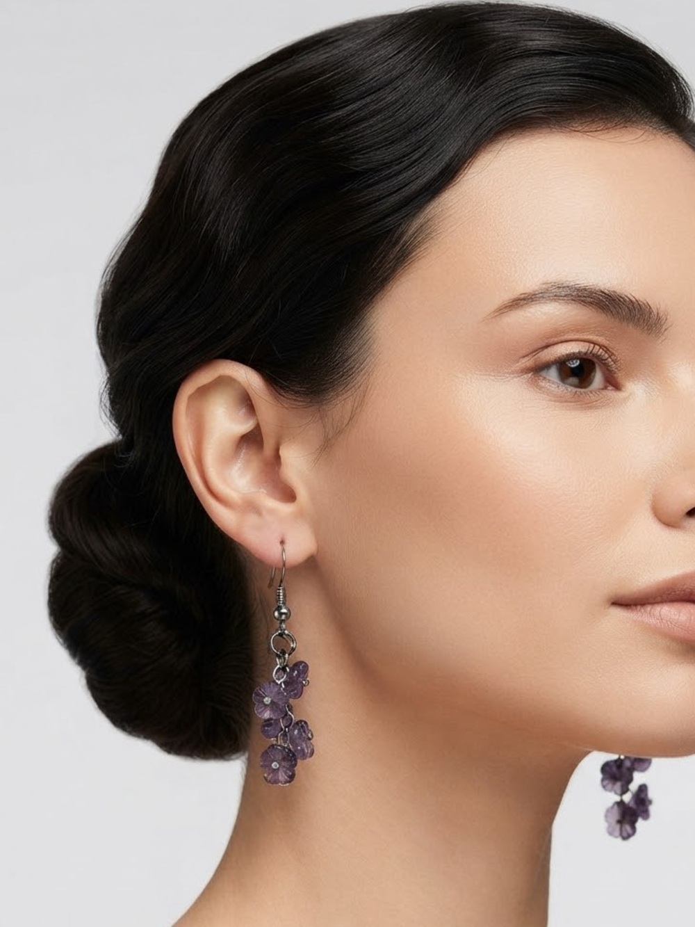 Purple Dangle Earrings Like New